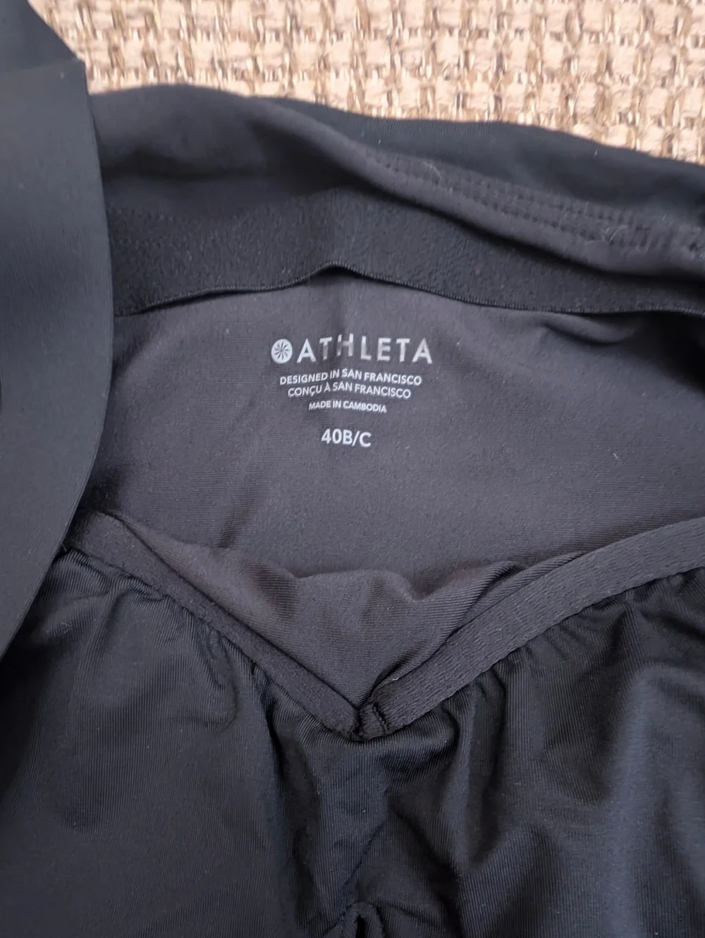 Athleta Black One Piece Swimsuit 40B/C‎ Full Coverage Retro Marilyn Monroe
